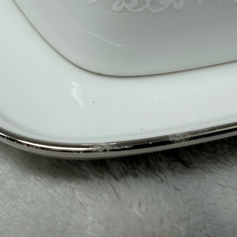 Crown Victoria‎ Empress Fine China Butter Dish with Lid White Floral Silver Trim